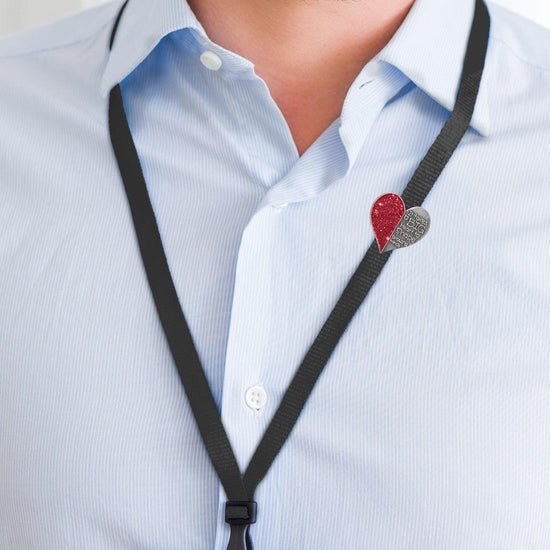 Big Hearts Shape Growing Minds Lapel Pin With Black Lanyard