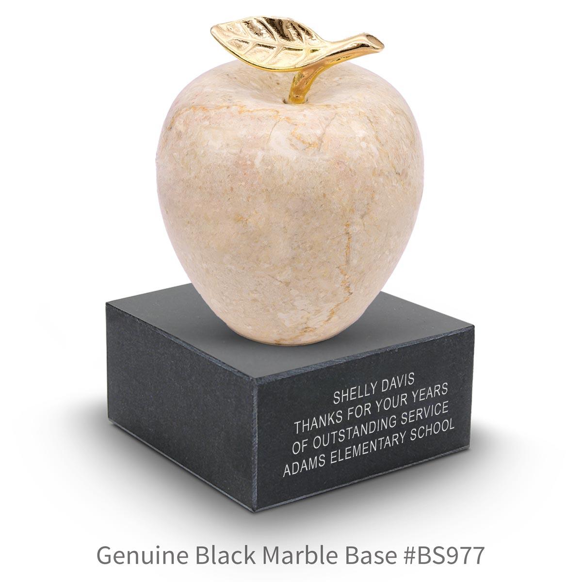 black marble base with botticino beige marble apple