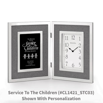Bulova Large Silver Framed Clock Award