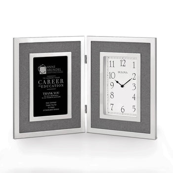 Bulova Large Silver Framed Clock Award