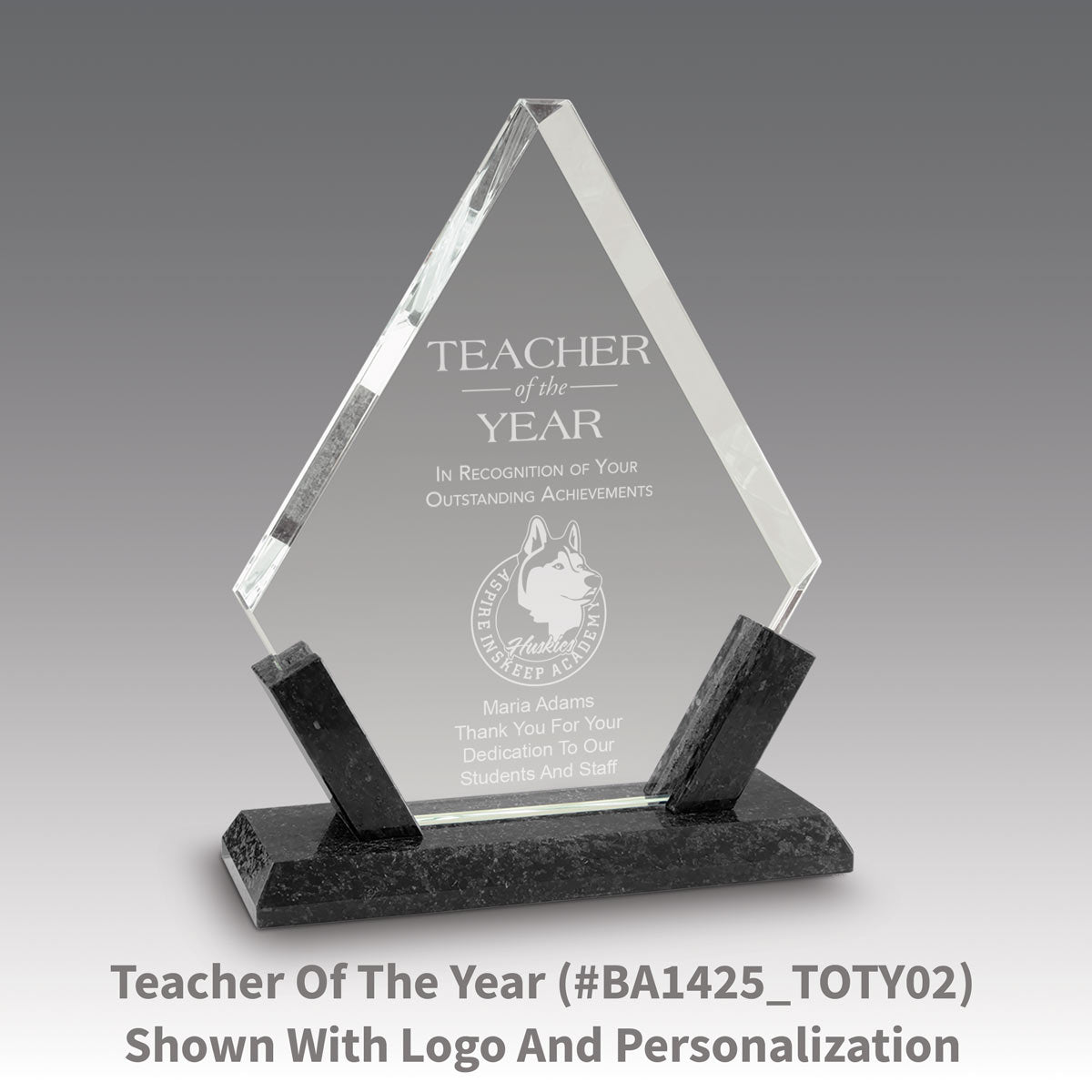 Crystal Diamond Award With Marble Base