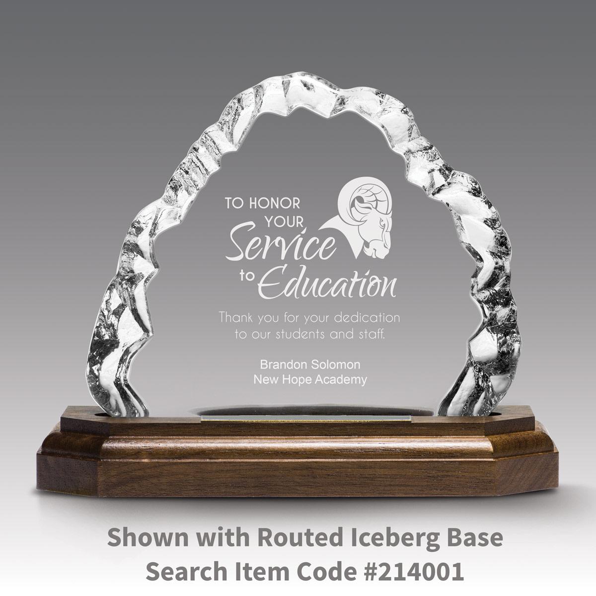 service to education iceberg with walnut base