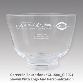 crystal revere bowl with career in education message