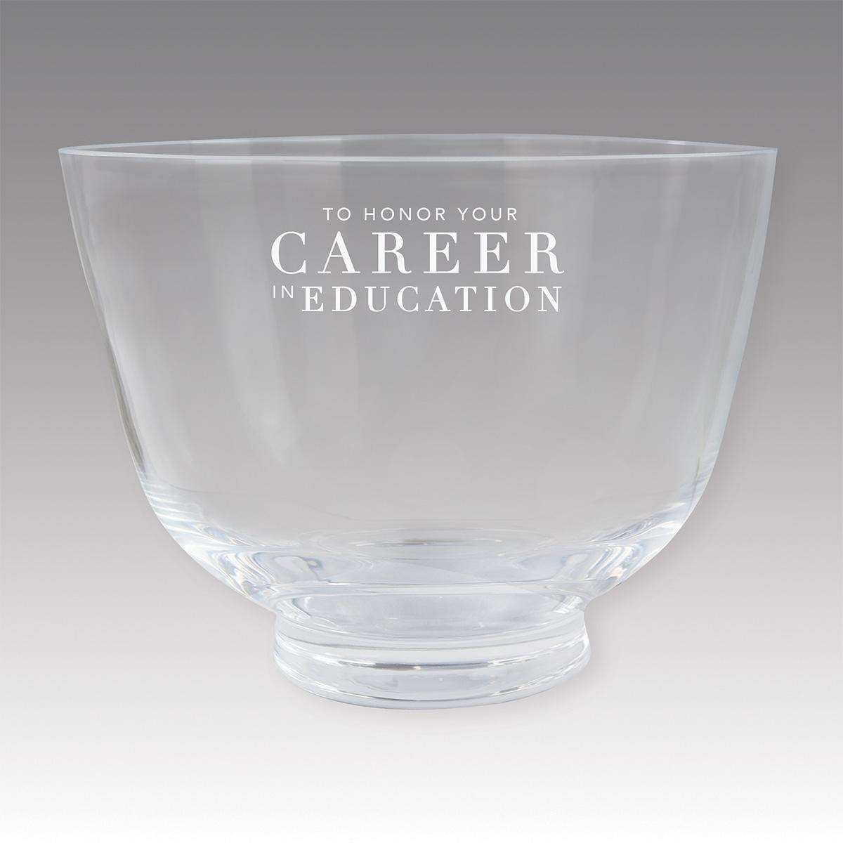 crystal revere bowl with career in education message