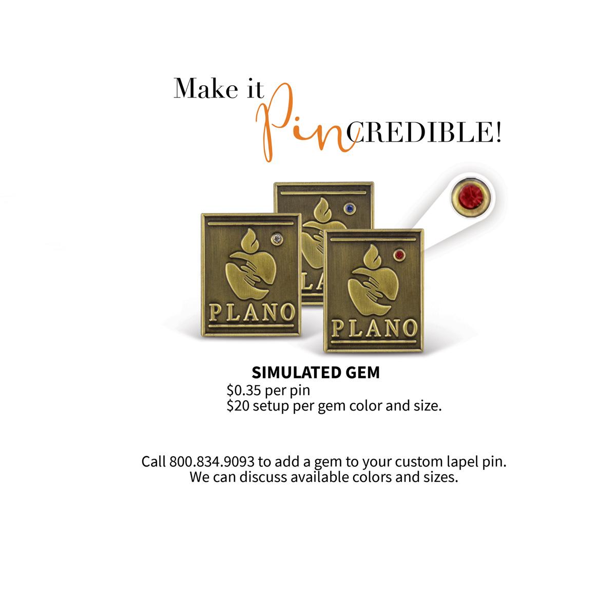 gem stone options for die struck lapel pins