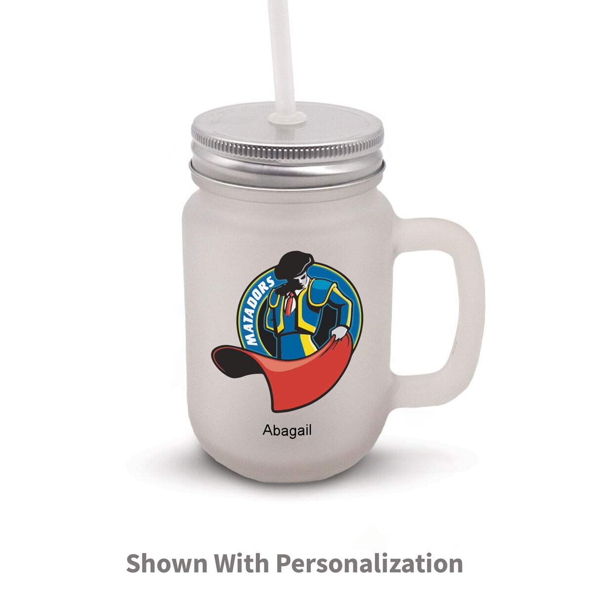 frosted mason jar with custom logo