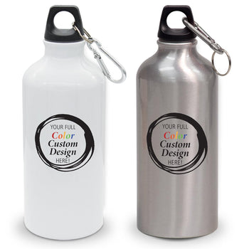 create your own white and gray 20 oz aluminum carabiner canteens