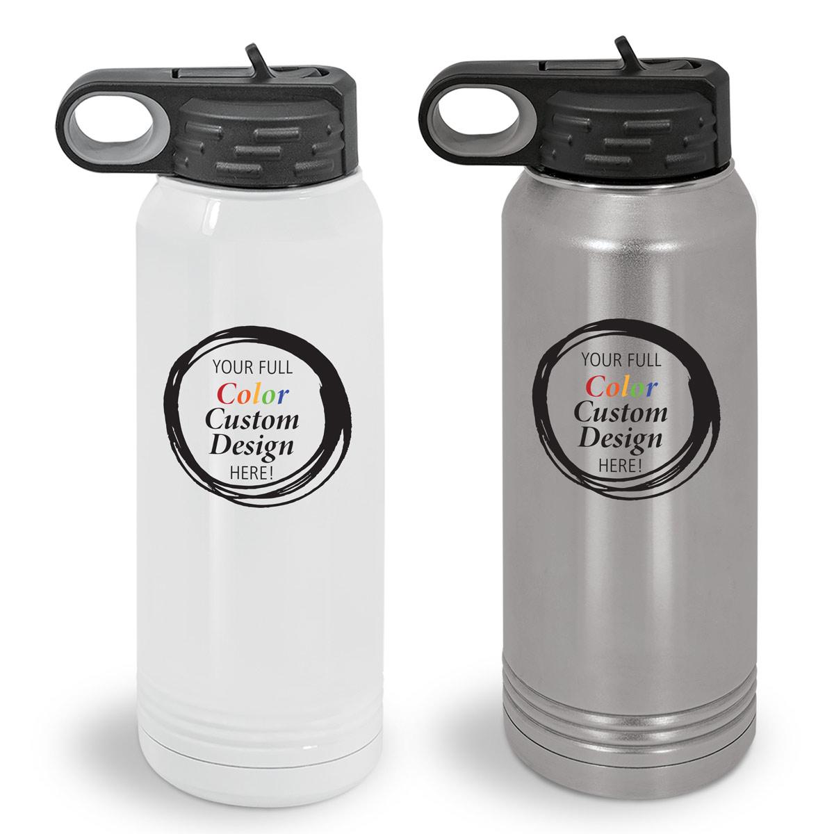 create your own white and gray 30 oz. stainless steel water bottles