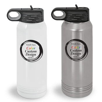 create your own white and gray 30 oz. stainless steel water bottles
