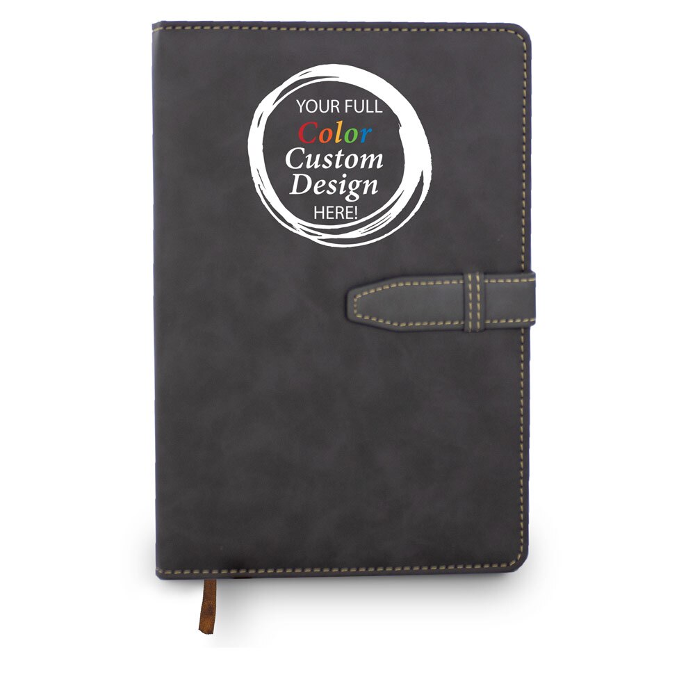 Hardbound journal with tab and loop closure. Featuring your full-color logo on the cover.