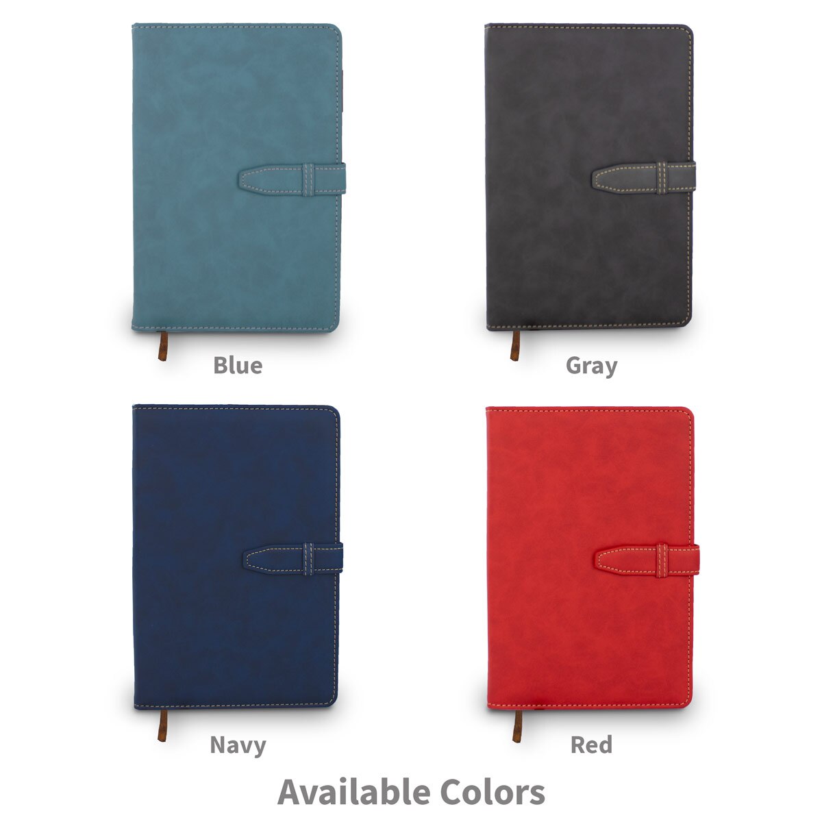 available colors for the hardbound journal with tab and loop closure.