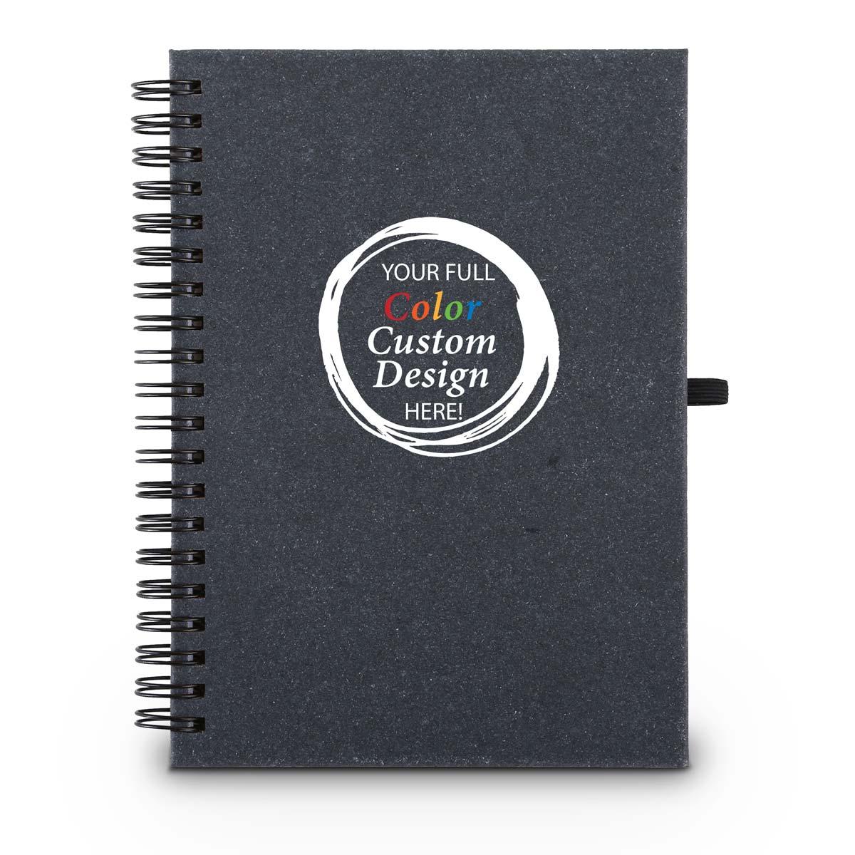 Hardbound spiral journal notebook with sticky notes & flags inside. Featuring your full-color logo on the cover.