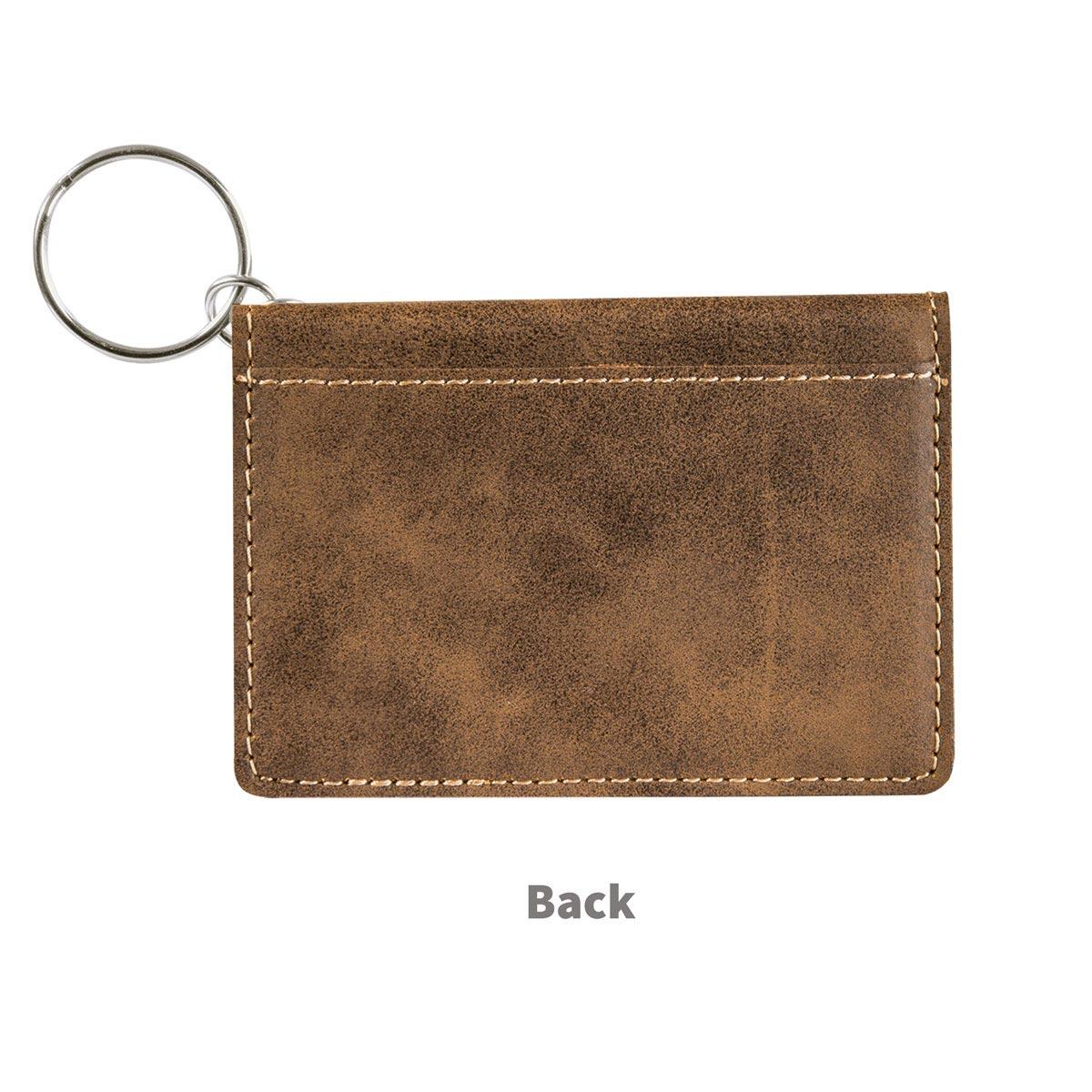 back side of rustic leather id holder