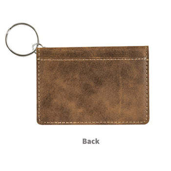 back side of rustic leather id holder