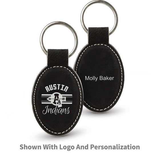 create your own black oval leather keychain with personalization