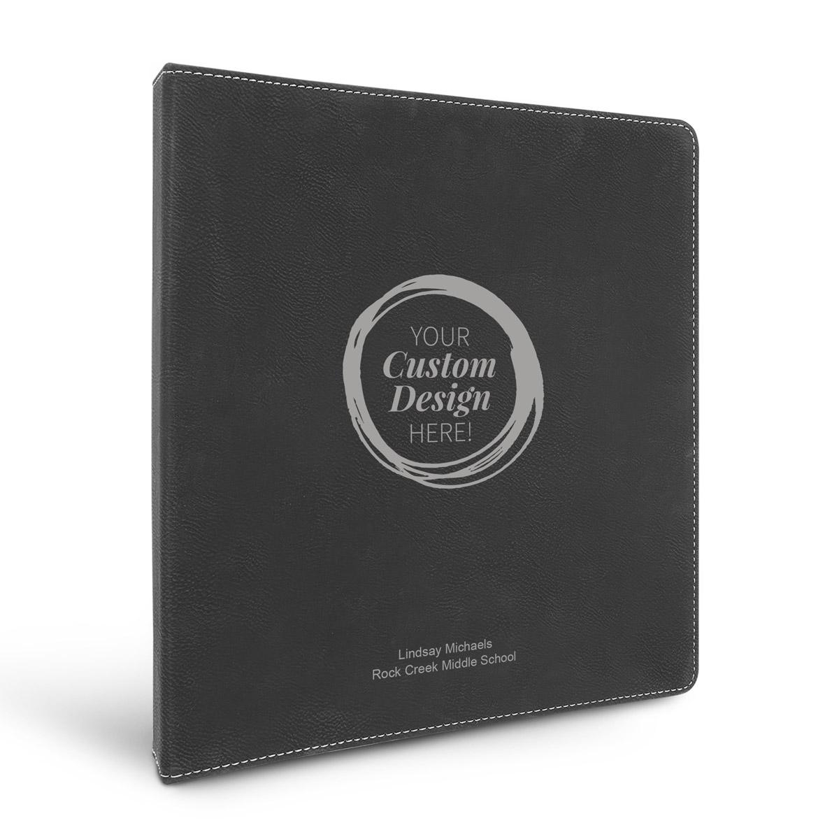 3 Ring Binder Notebook Featuring Your Custom School Logo Or Design. Available In 5 Colors. 10.5"w x 11.5"h.