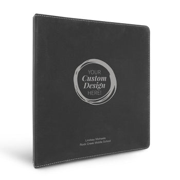 3 Ring Binder Notebook Featuring Your Custom School Logo Or Design. Available In 5 Colors. 10.5"w x 11.5"h.