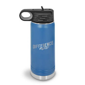 20oz. stainless steel water bottle featuring the inspirational message Difference Maker. Available in 9 colors.