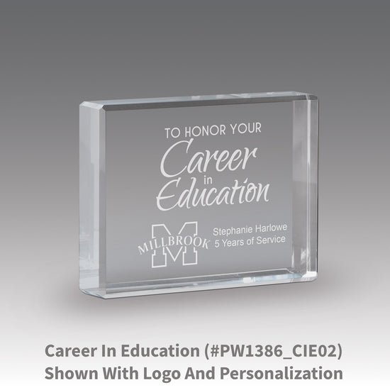 Etched Optic Crystal Paperweight