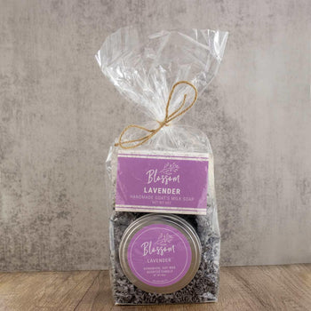 lavender scented candle and soap gift set