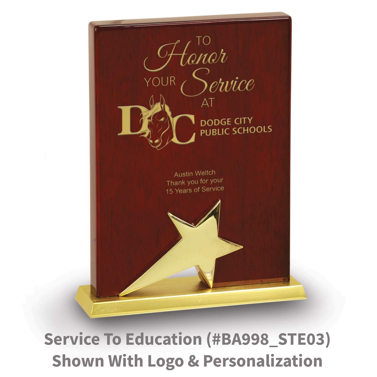 Gold Star Rosewood Piano Finish Base Award