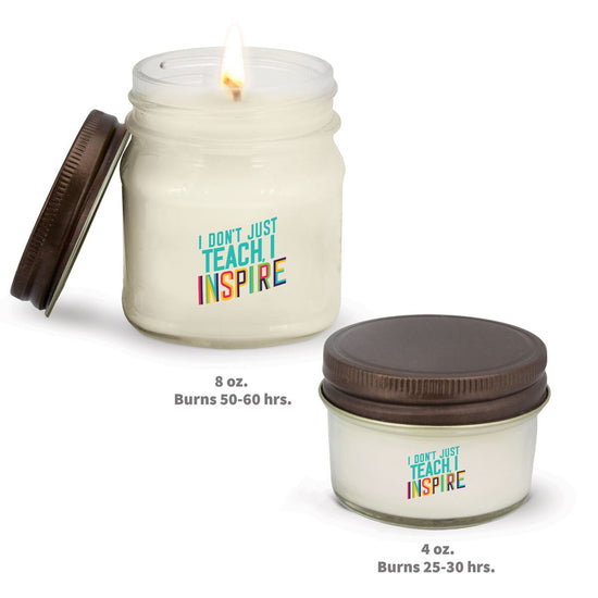 4oz and 8oz mason jar candles with inspire message