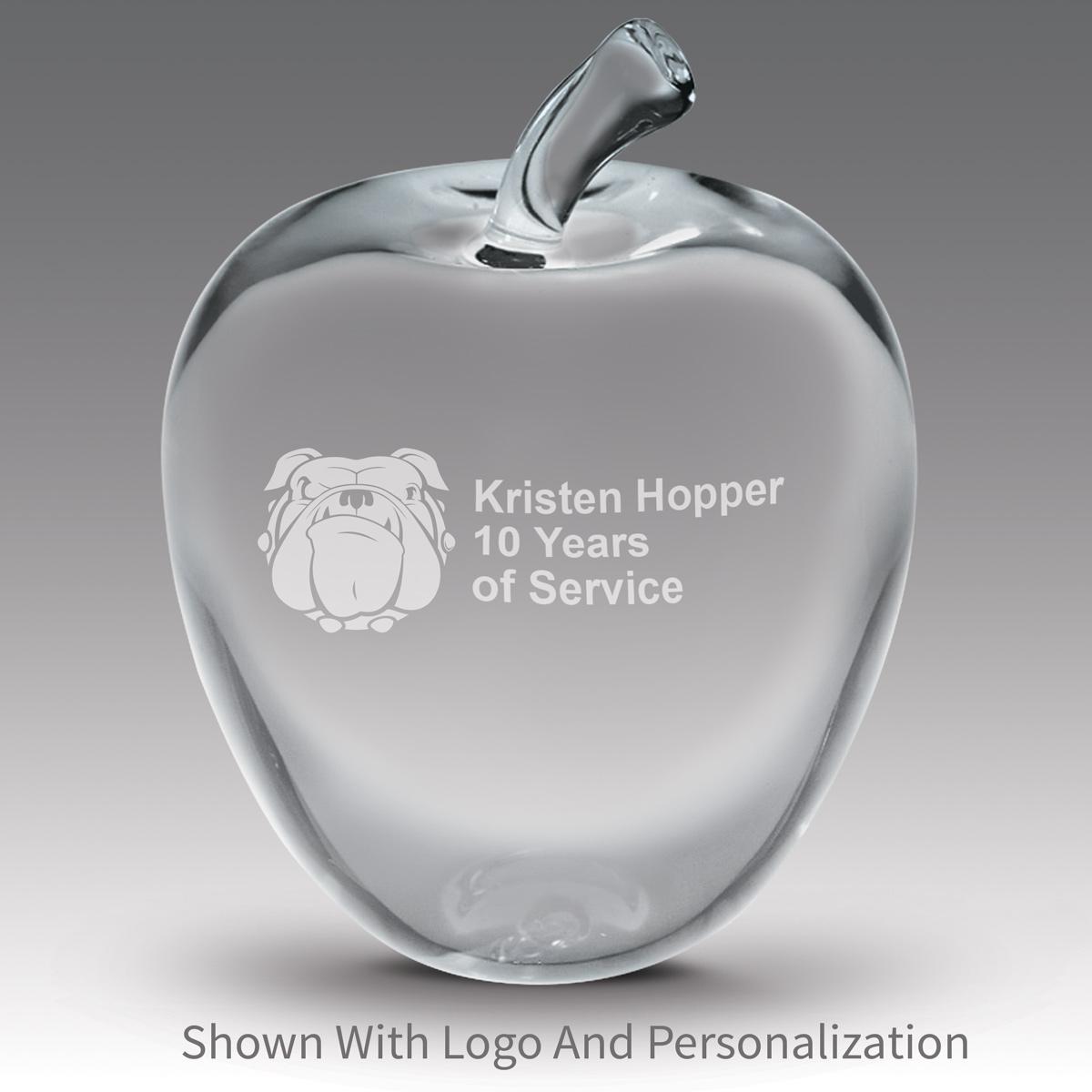 large solid optic crystal apple with personalization