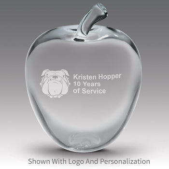 large solid optic crystal apple with personalization
