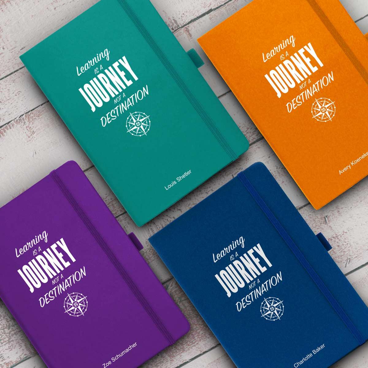 multiple colors of learning the journey journals with personalization