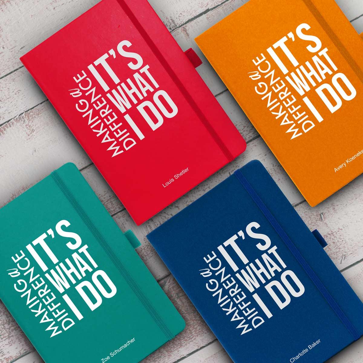 multiple colors of making a difference journals with personalization