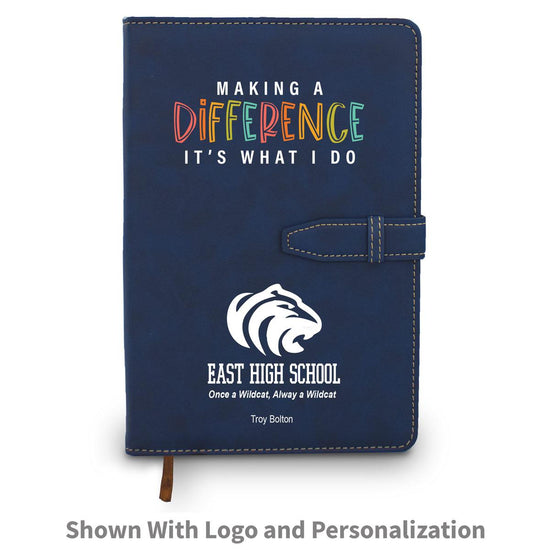 blue making a difference hardbound journal with personalization