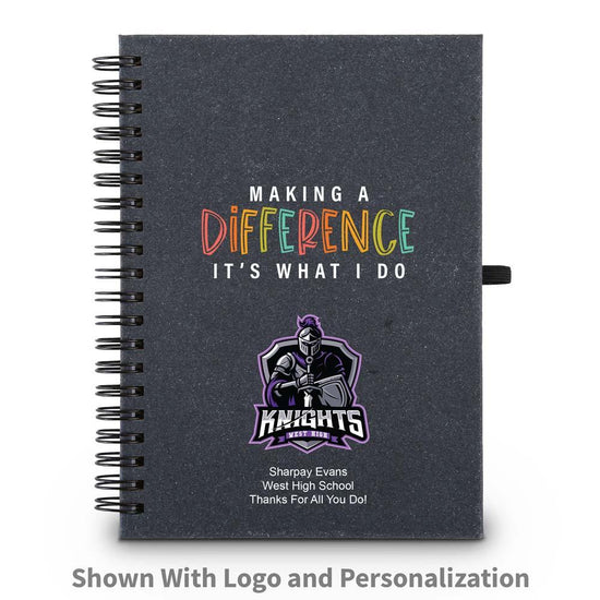 making a difference spiral journal with custom logo and personalization