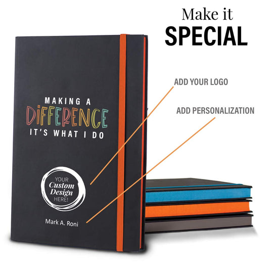 making a difference black journals with personalization and add you logo
