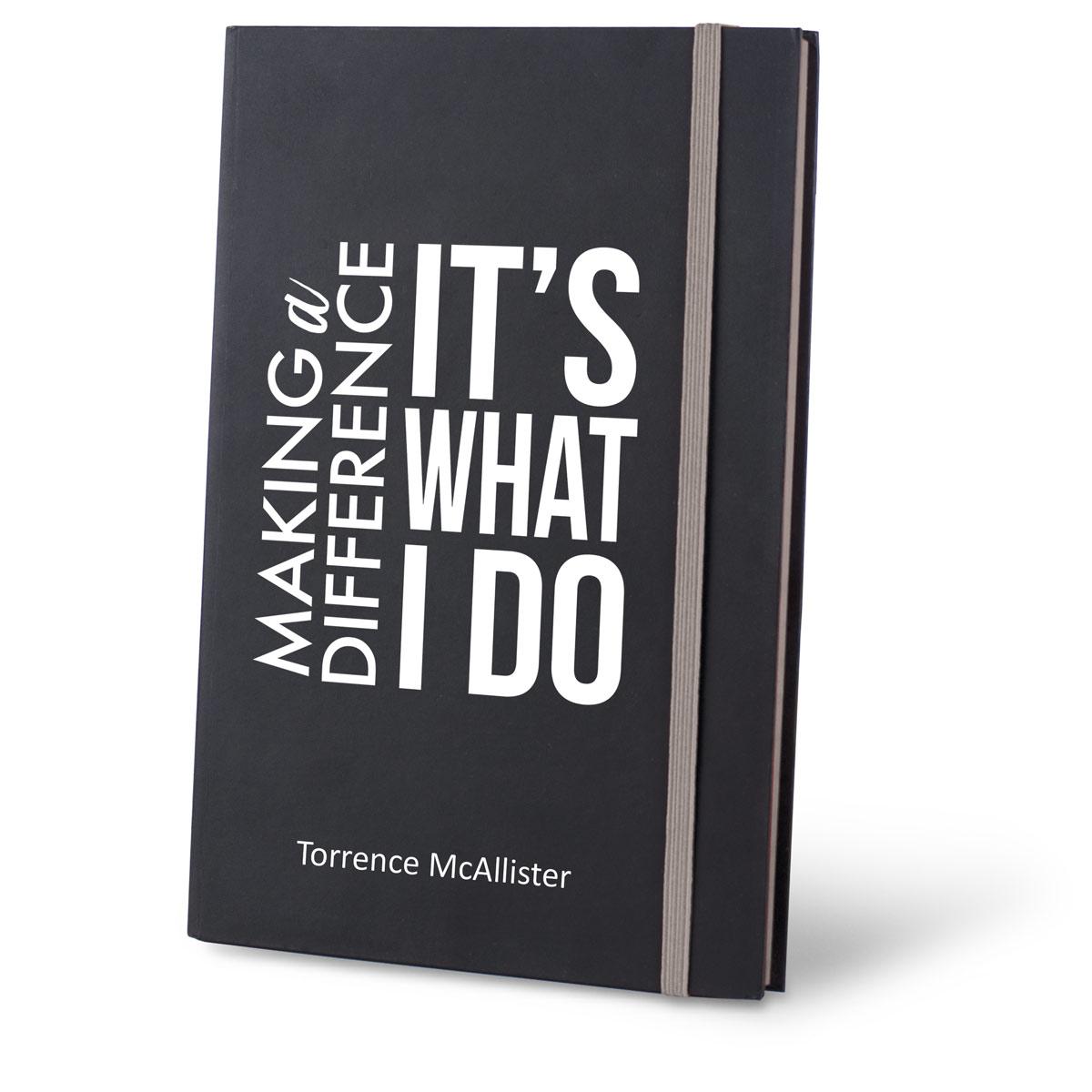making a difference black journal with gray accents and personalization