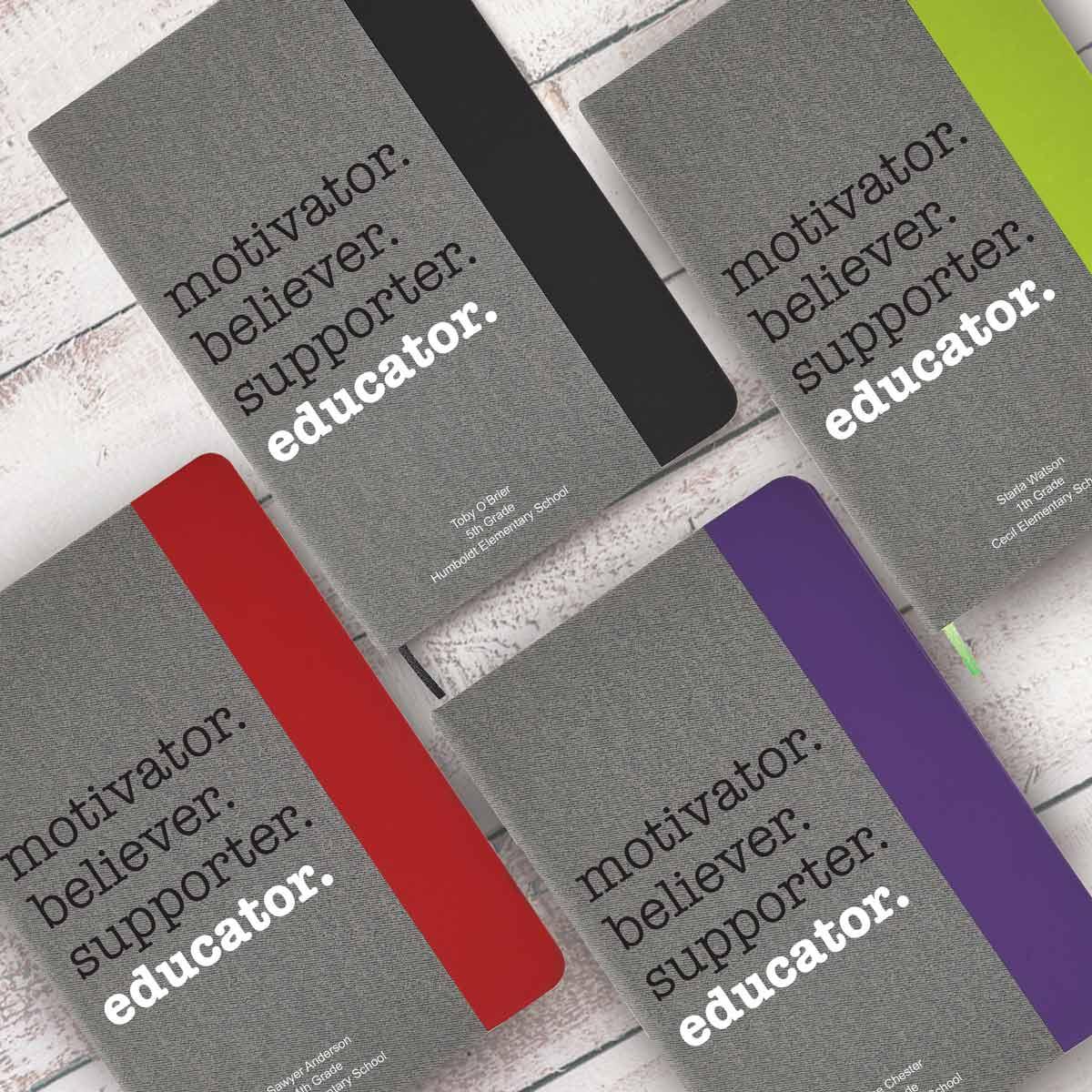 heather gray journals with five different accent colors