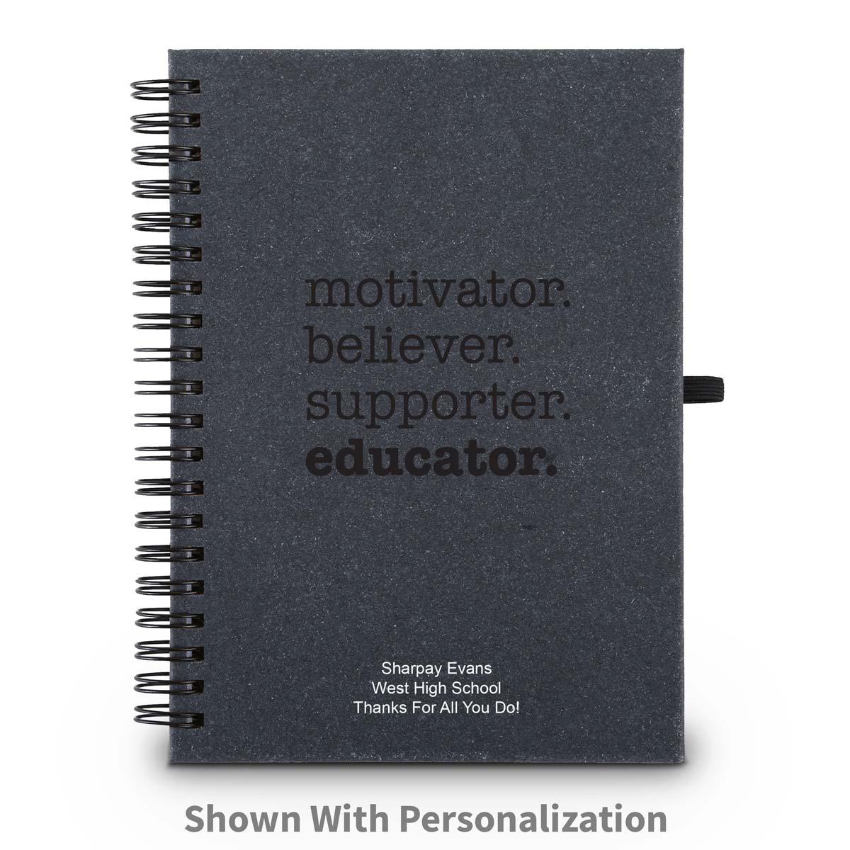 motivator believer supporter educator spiral journal with personalization