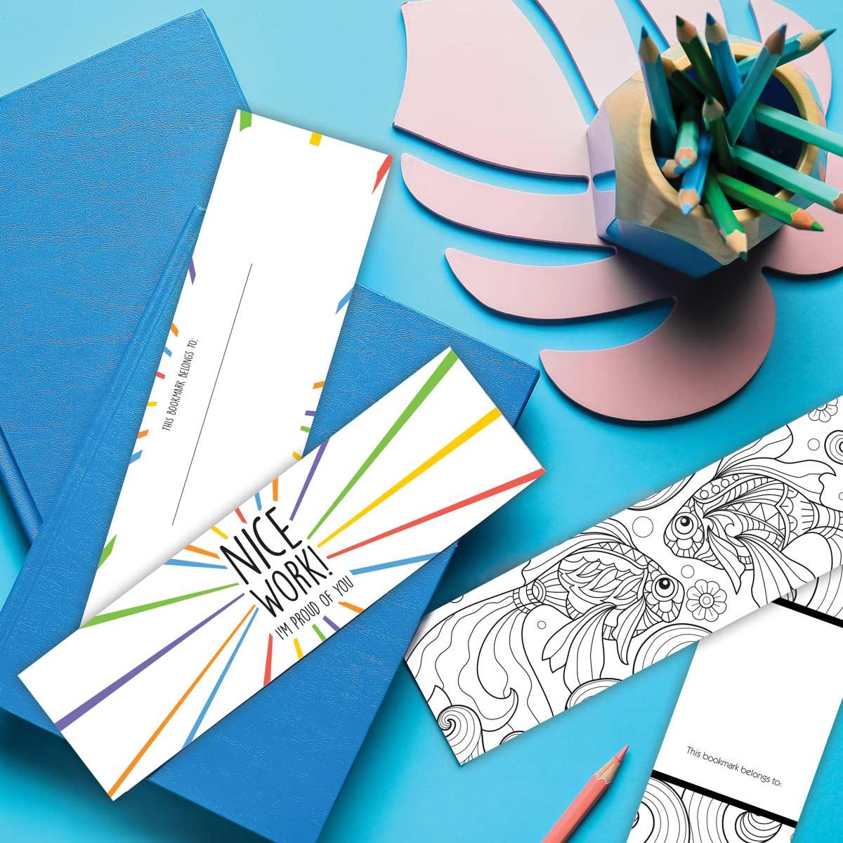 nice work bookmark laying on a desk