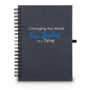 Hardbound spiral journal. Sticky notes, flags inside. Cover reads: One Student At A Time