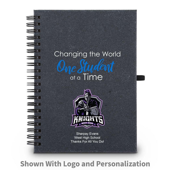 changing the world one student at a time spiral journal with custom logo and personalization