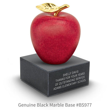 black marble base with marble apple