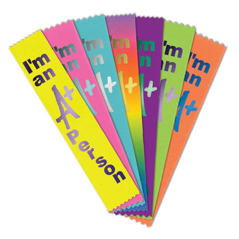 colorful satin ribbons with foil-stamped i'm an A+ person message