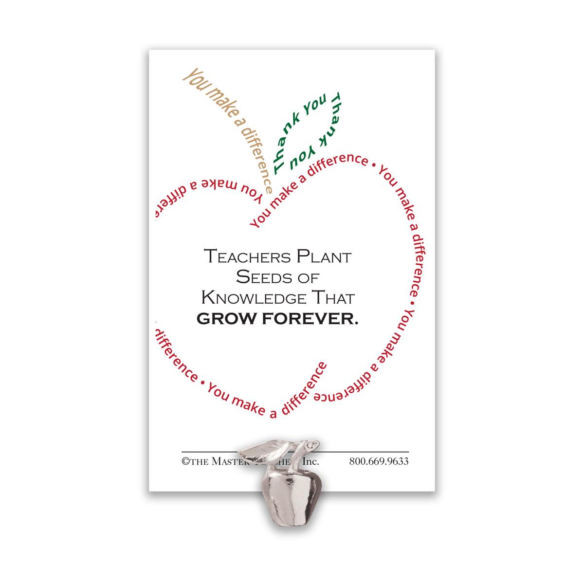 Silver Apple Seeds of Knowledge Lapel Pin Teacher Gift