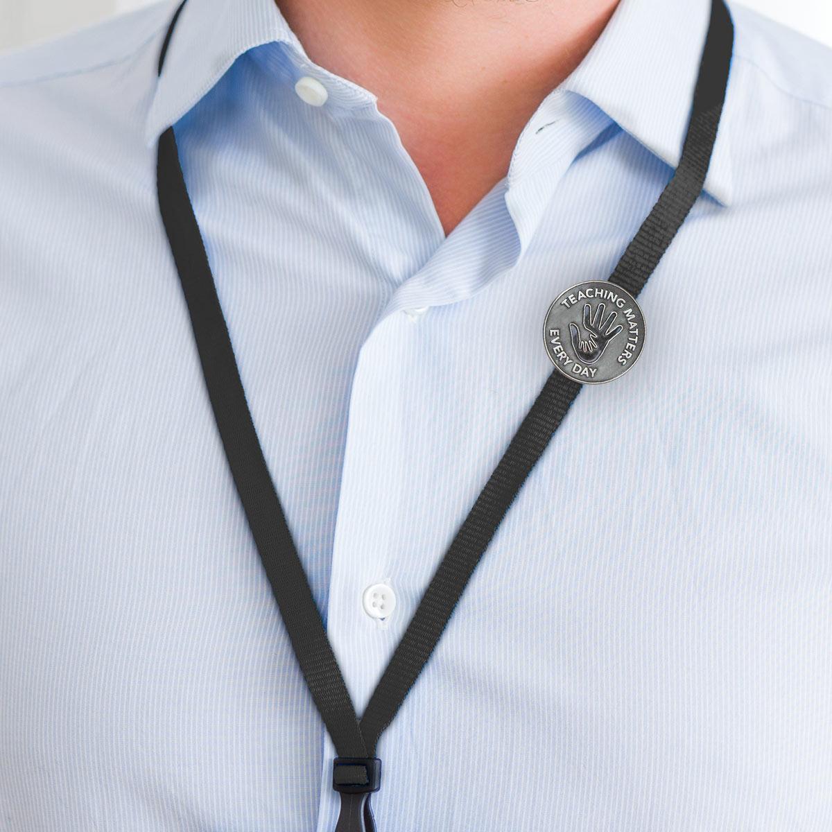 Teaching Matters Lapel Pin With Black Lanyard