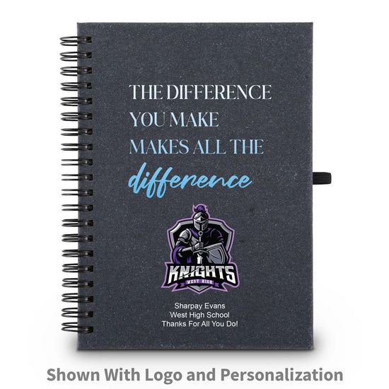 the difference you make spiral journal with custom logo and personalization