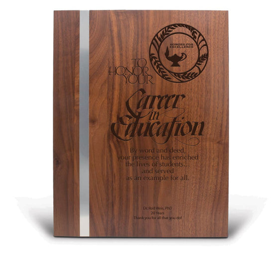 Walnut Plaque With Metal Strip