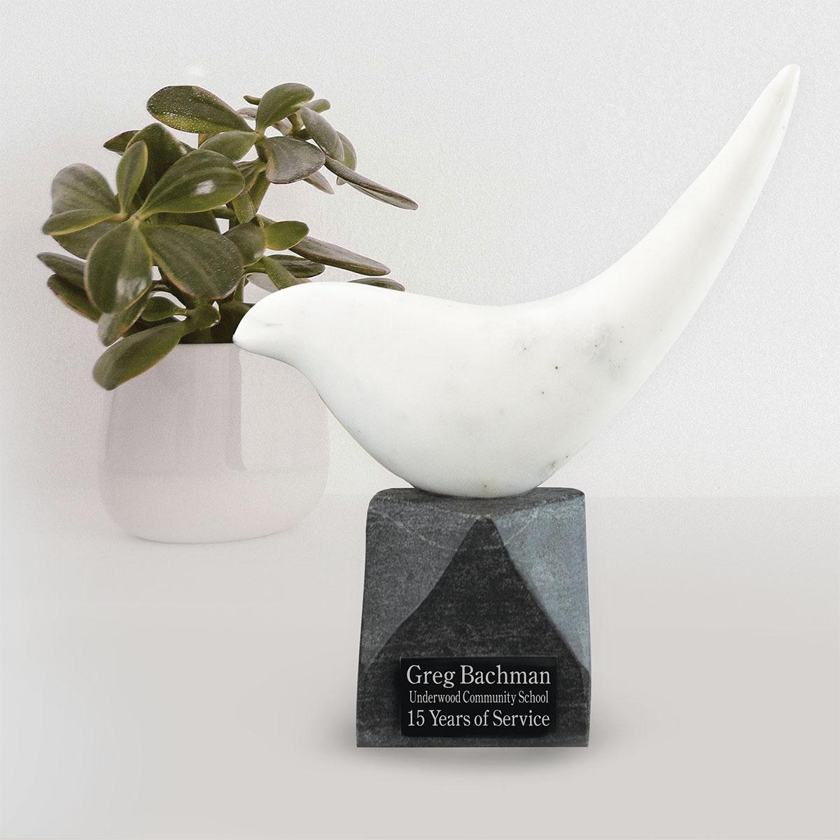 you helped them take flight marble statue with engraved plate