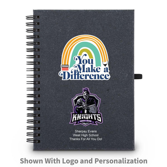 you make a difference spiral journal with custom logo and personalization
