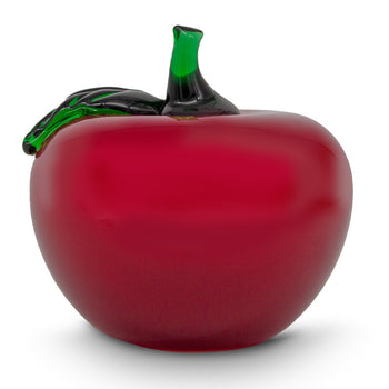 Handblown Glass Apple With Leaf