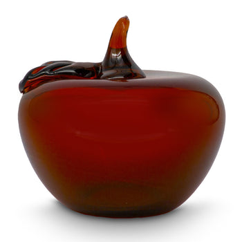 Handblown Glass Apple With Leaf
