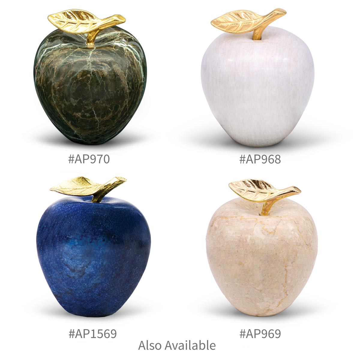 green, white, blue and tan marble apples